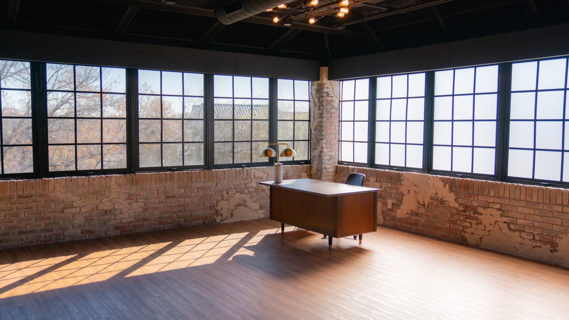 Desk in window-lit room